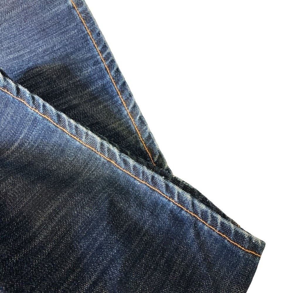Sacred Blue Men's‎ Button Fly Distressed Straight Leg Denim Jeans Sz 36 Grunge - Picture 4 of 7